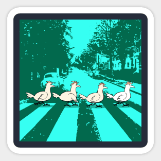 Chickens Crossing Abbey Road Sticker